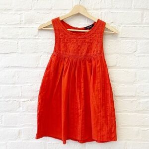 Madewell || Embroidered Button Back Swing Tank Top‎ Red / Orange 2